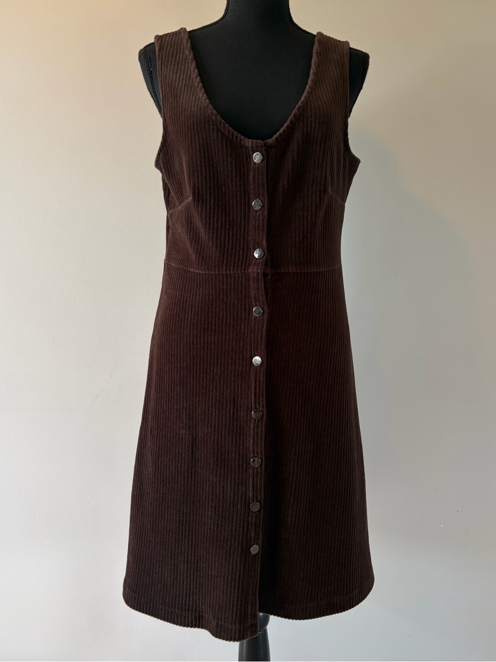 Women’s Z/C Sleeveless Brown Corduroy Button-Front Midi Dress size M